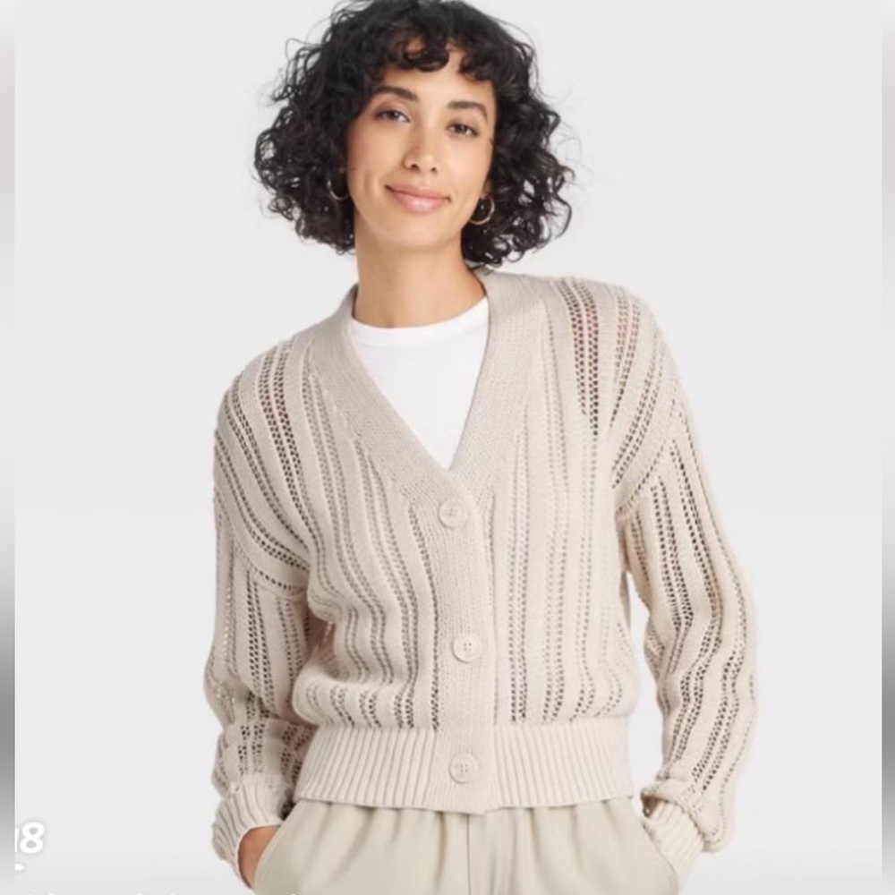NWT- A New Day Crochet Ivory Cardigan - Picture 2 of 7